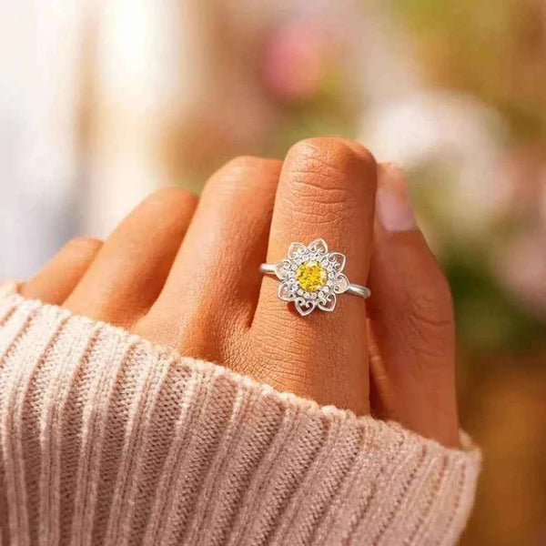 Zircon flower ring in 925 sterling silver — additional view 4