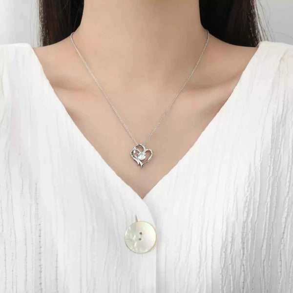Zircon heart pendant necklace in 925 sterling silver — additional view 3