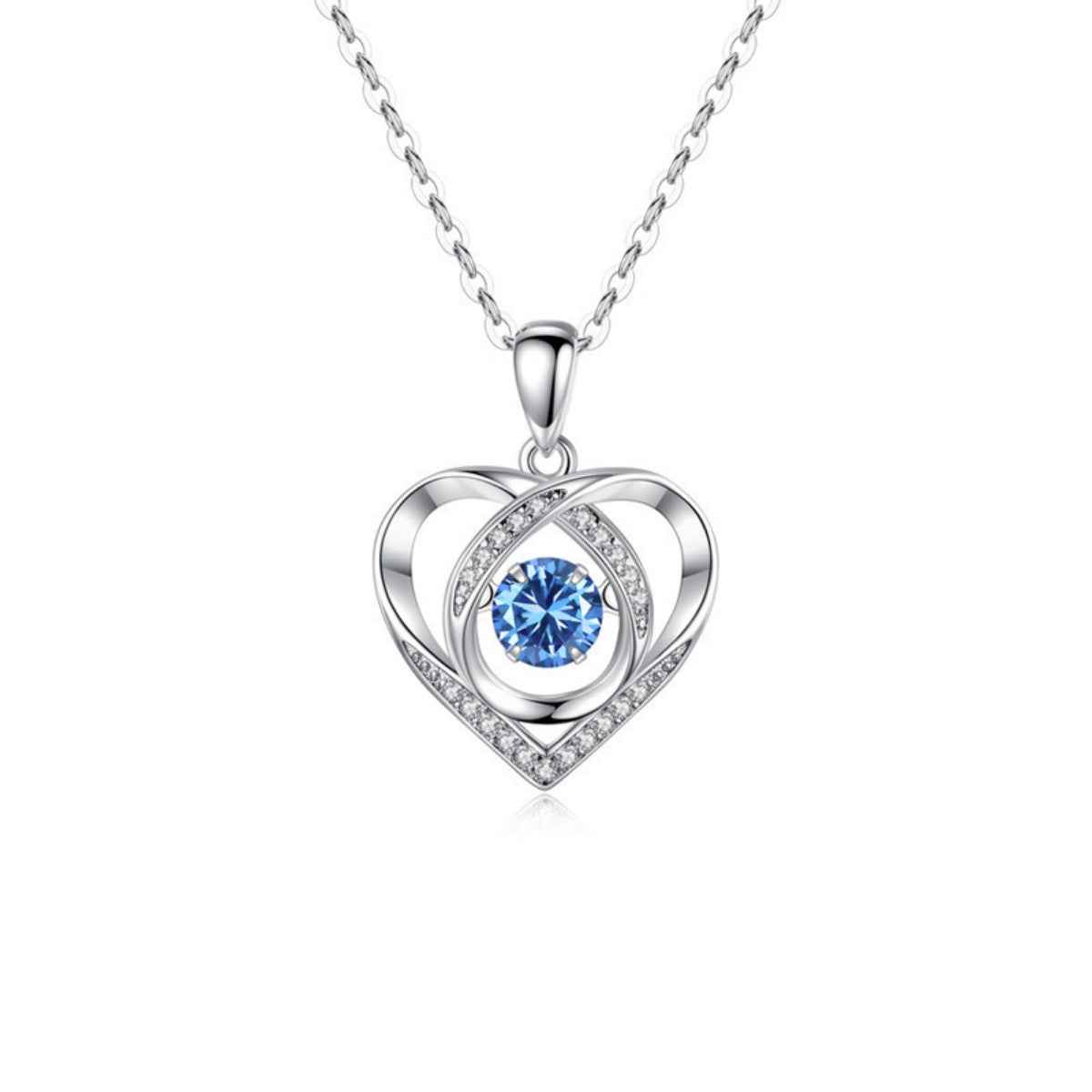 Rhinestone heart necklace in 925 sterling silver — additional view 4