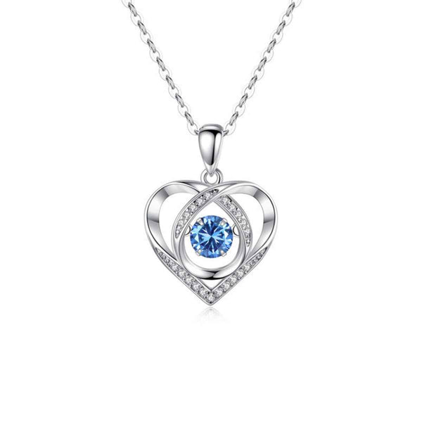 Rhinestone heart necklace in 925 sterling silver — additional view 4