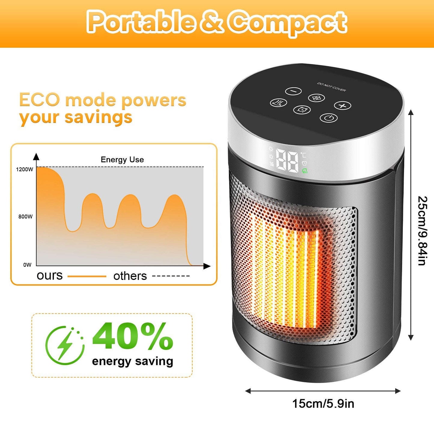 Desktop Graphene Heater with Voice Control and ECO Mode Splashis 1500W-heater 2000W-heater 2024-heater 3-speed-heater 30-square-meter-coverage 36dB-heater adaptive-warmth adjustable-thermostat advanced-heater aerospace-heating affordable-warmth