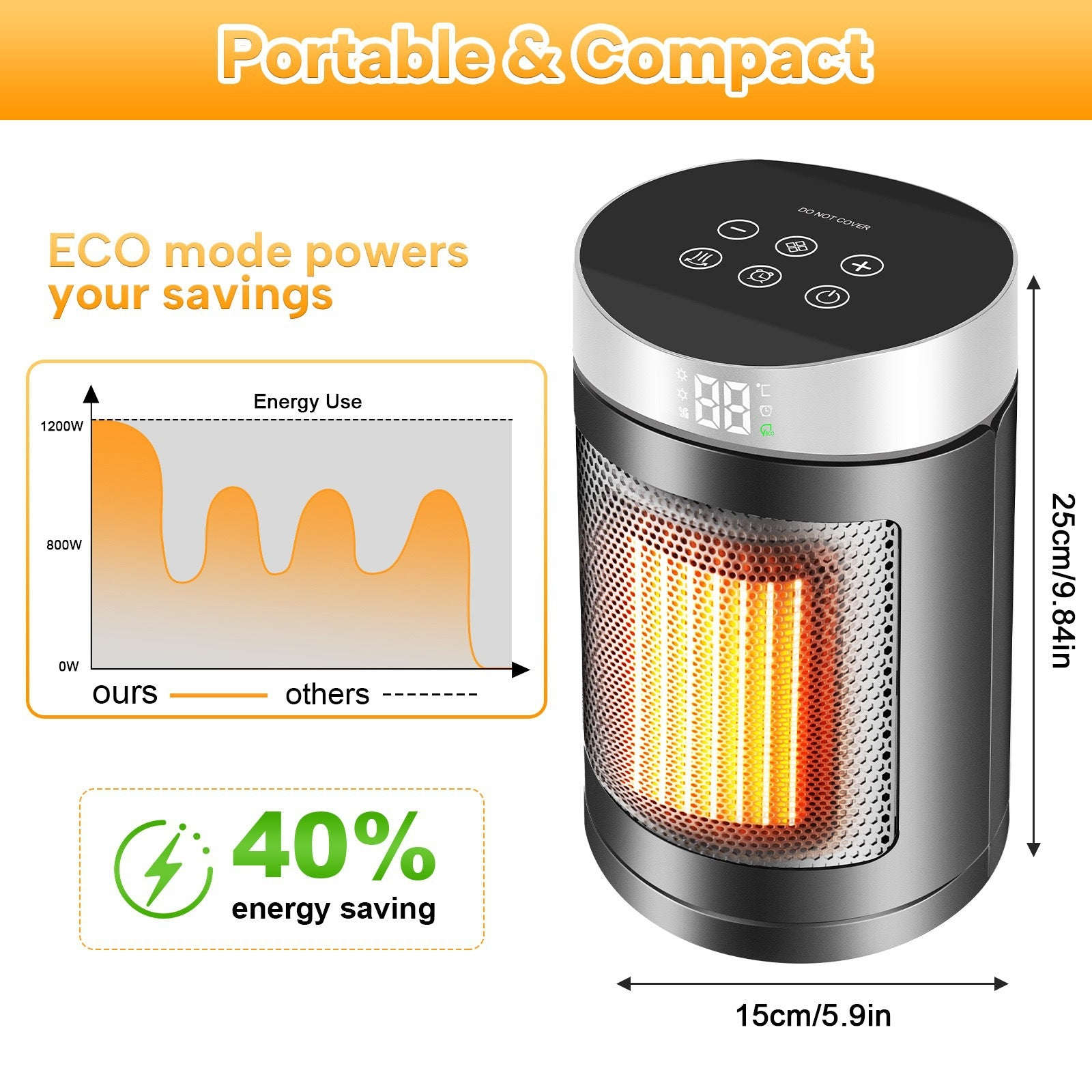 Desktop Graphene Heater with Voice Control and ECO Mode Splashis 1500W-heater 2000W-heater 2024-heater 3-speed-heater 30-square-meter-coverage 36dB-heater adaptive-warmth adjustable-thermostat advanced-heater aerospace-heating affordable-warmth