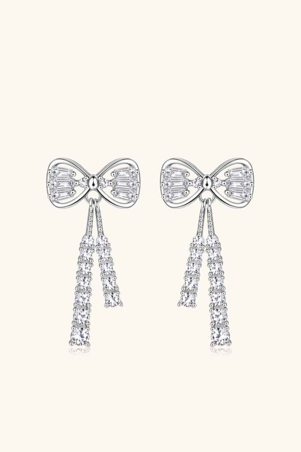 Moissanite bow stud earrings 1.12 carat in 925 silver — additional view 5
