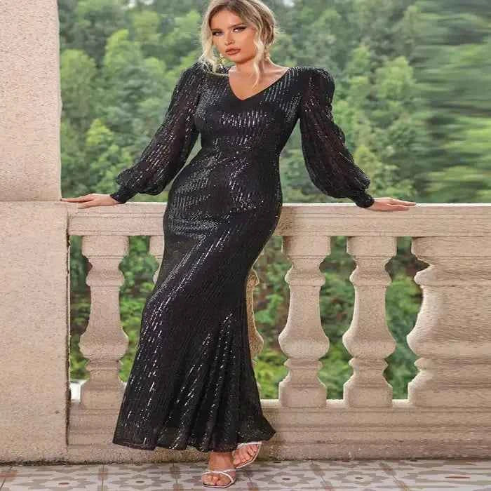 Sequin V-neck maxi dress — primary view Main image