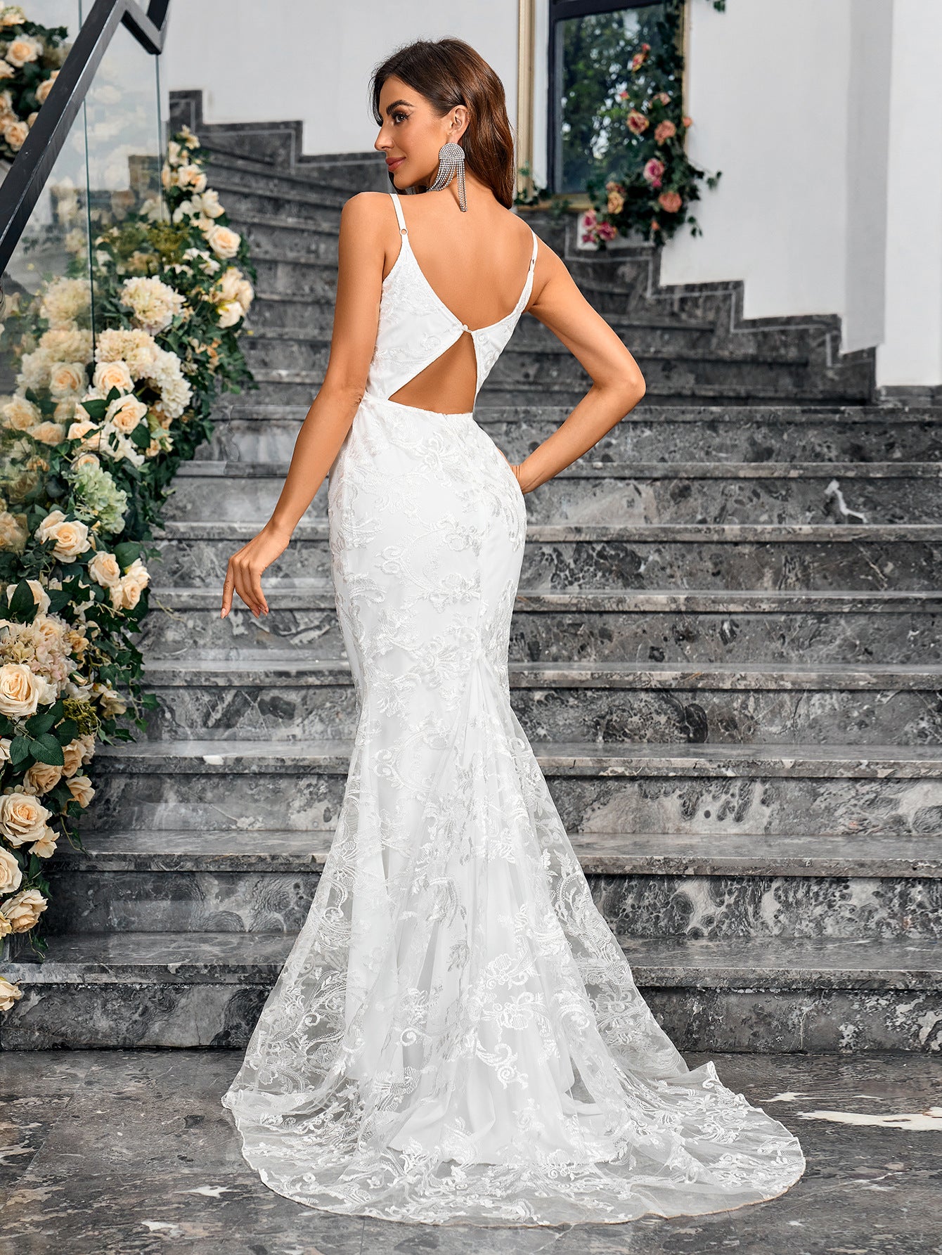Embroidered V-Neck Sheath Dress Secondary image