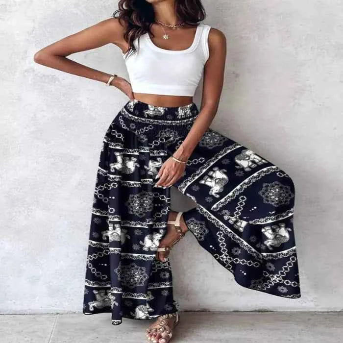 Printed wide-leg pants — primary view Main image