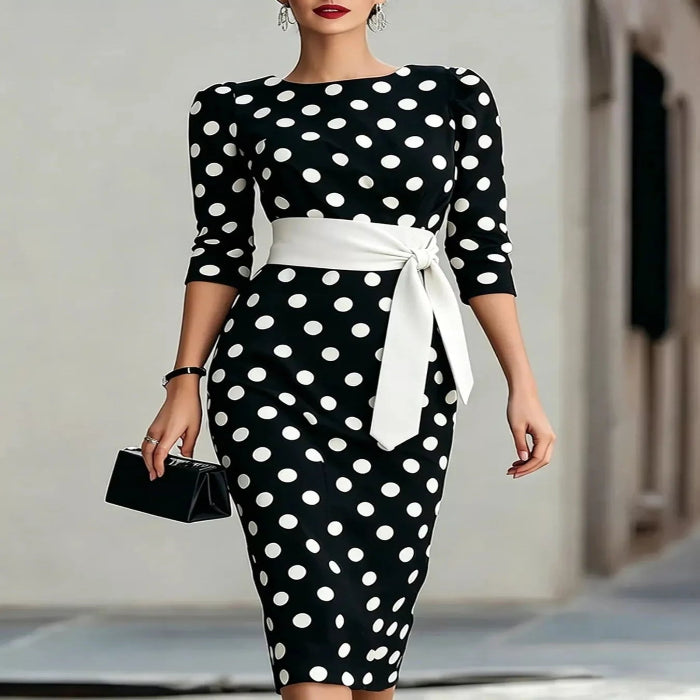 Full Size Polka Dot 3/4 Sleeve Dress Plus Size — primary view Main image