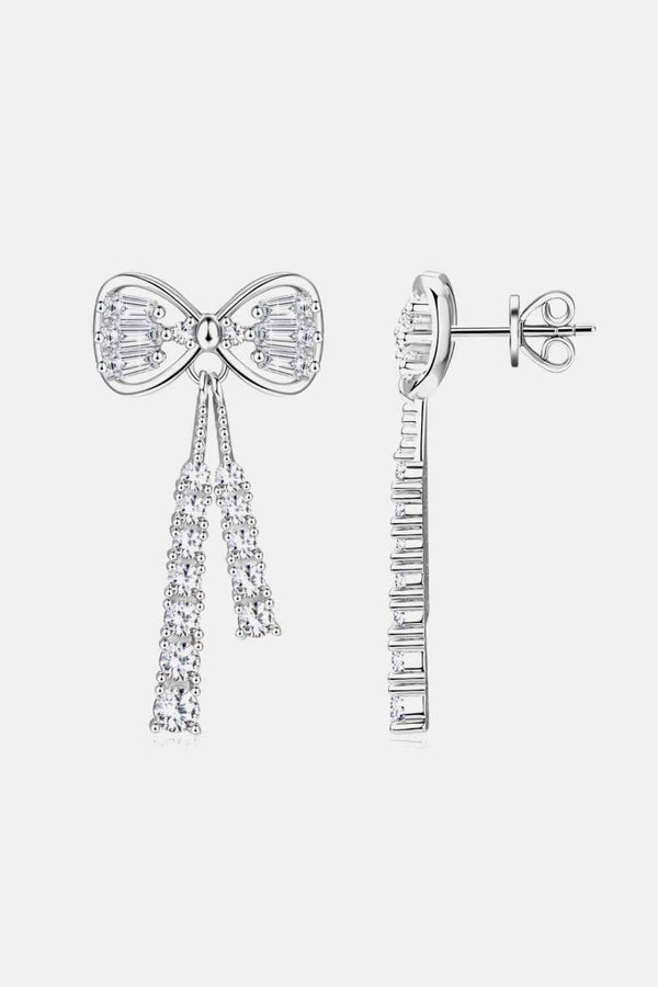Moissanite bow stud earrings 1.12 carat in 925 silver — additional view 6