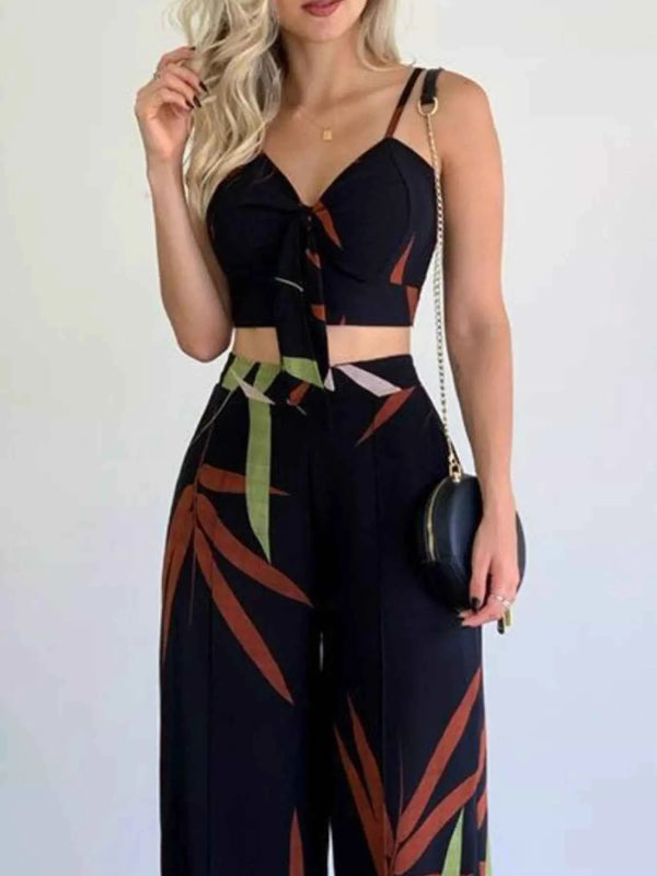 Tropical print spaghetti strap set — additional view 2