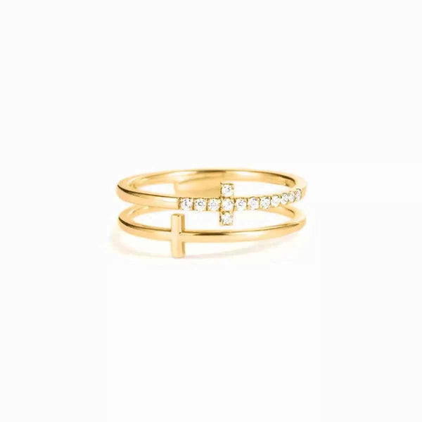 Double band zircon cross ring in 925 silver — additional view 2