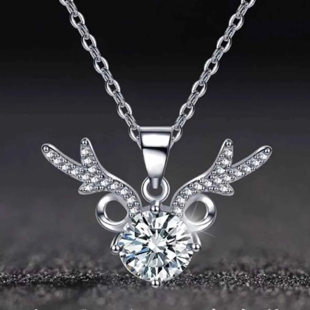 Moissanite antler pendant necklace in 925 silver — additional view 3