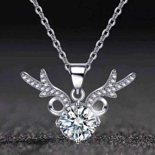 Moissanite antler pendant necklace in 925 silver — additional view 3