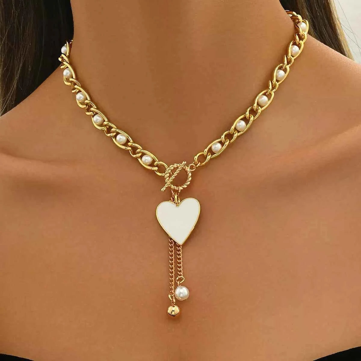 Pearl Heart Necklace 18K Gold-Plated Sekundär produktbild