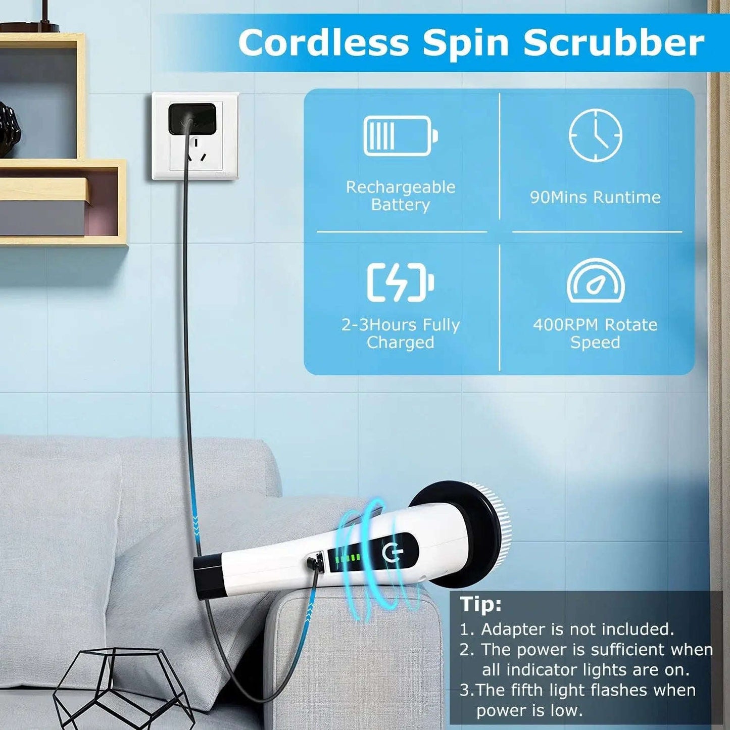 Electric Spin Scrubber Splashis bathroom cleaner cleaning brush cleaning gadget cleaning tool cordless scrubber electric spin scrubber extendable scrubber floor scrubber grout cleaner household cleaning kitchen cleaner power scrubber