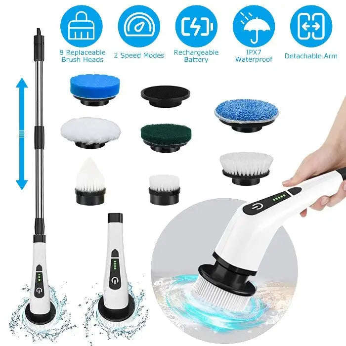 Electric Spin Scrubber Splashis bathroom cleaner cleaning brush cleaning gadget cleaning tool cordless scrubber electric spin scrubber extendable scrubber floor scrubber grout cleaner household cleaning kitchen cleaner power scrubber