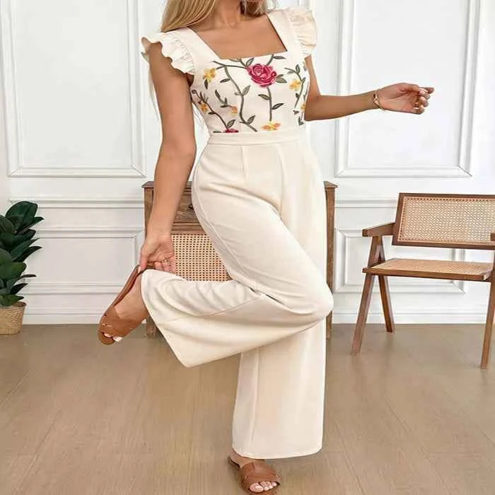 Floral Embroidered Jumpsuit with Ruffles Secondary image