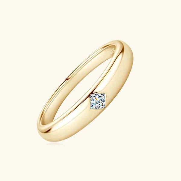 925 Sterling Silver Inlaid Moissanite Ring-Rings-Splashis-Color:Gold/Square-shaped drill-Size:8-Splashis