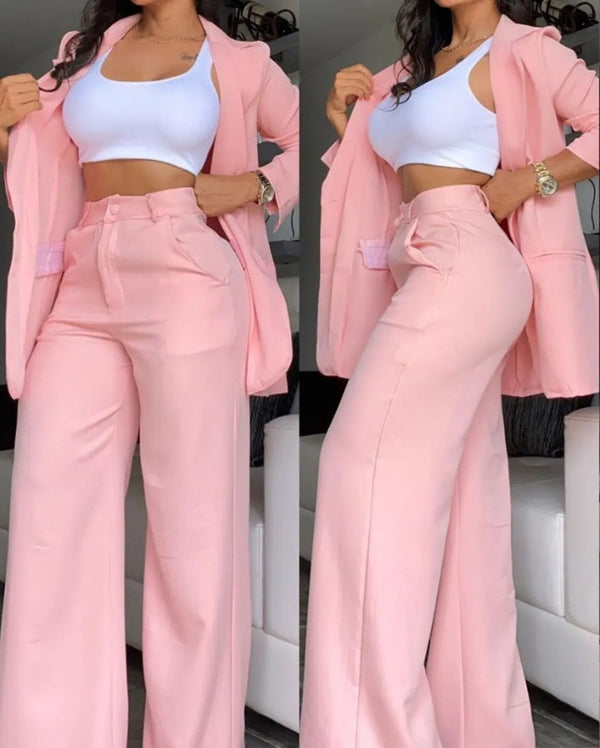 Split-sleeve lapel blazer and trouser suit set — additional view 6