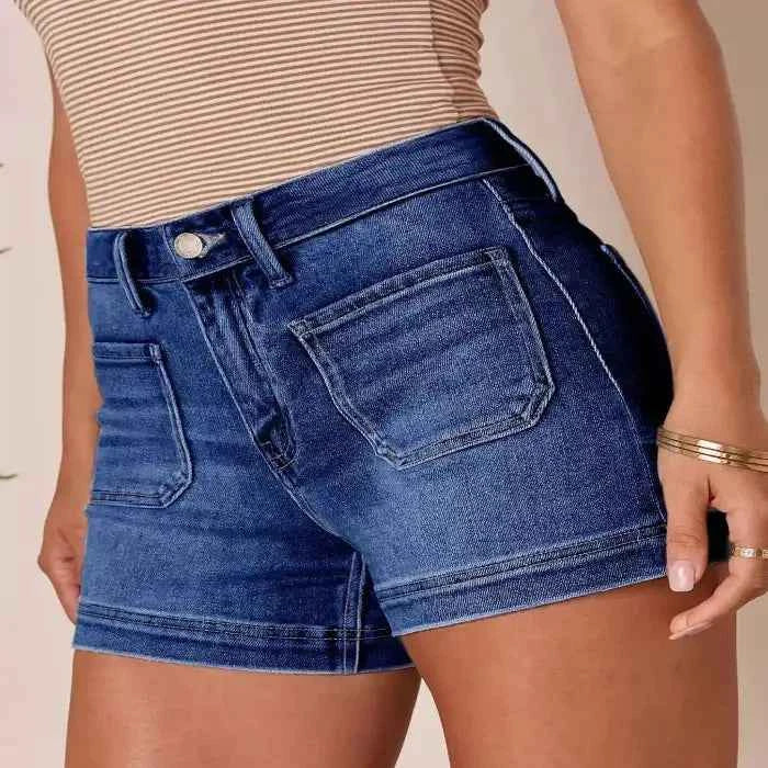 Essential high-waisted denim shorts — primary view Immagine principale del prodotto