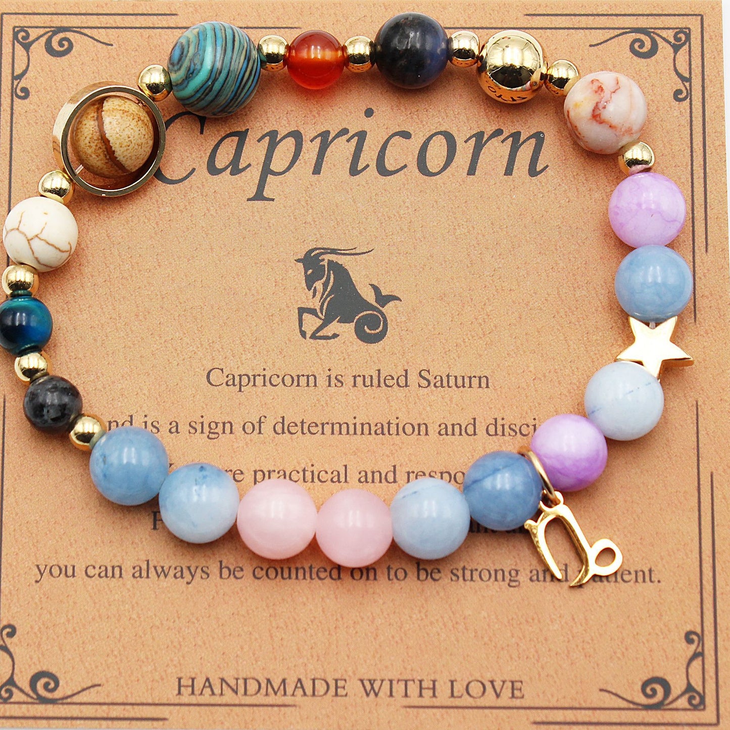 Eight Planets 12 Constellation Bracelet Morgan Stone Beaded Bracelet in various zodiac colors and styles