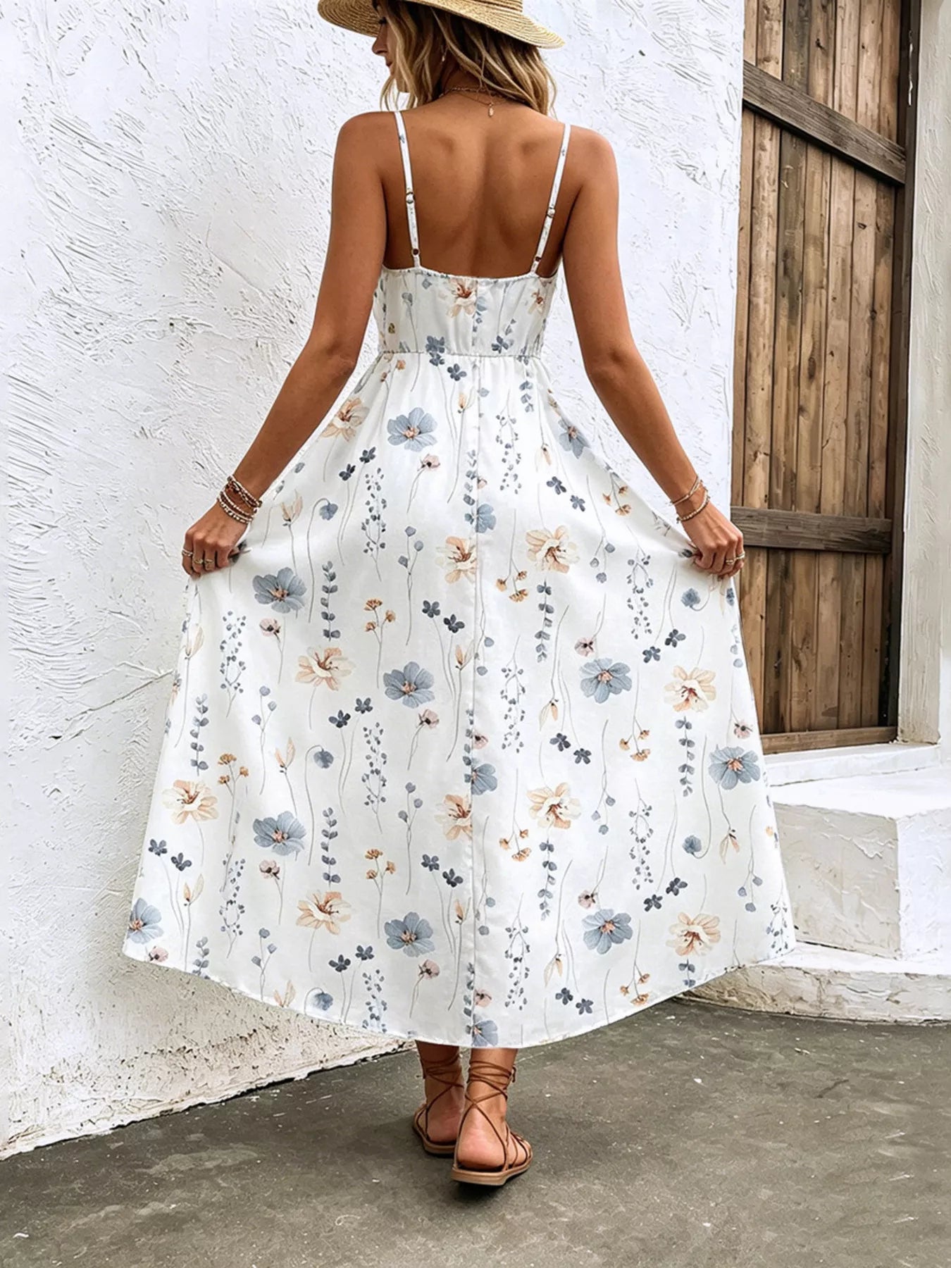 Floral Print Spaghetti Strap Midi Dress — additional view 2