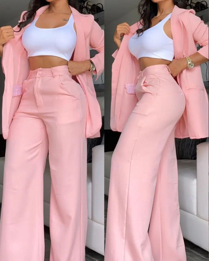 Split-sleeve lapel blazer and trouser suit set — additional view 10