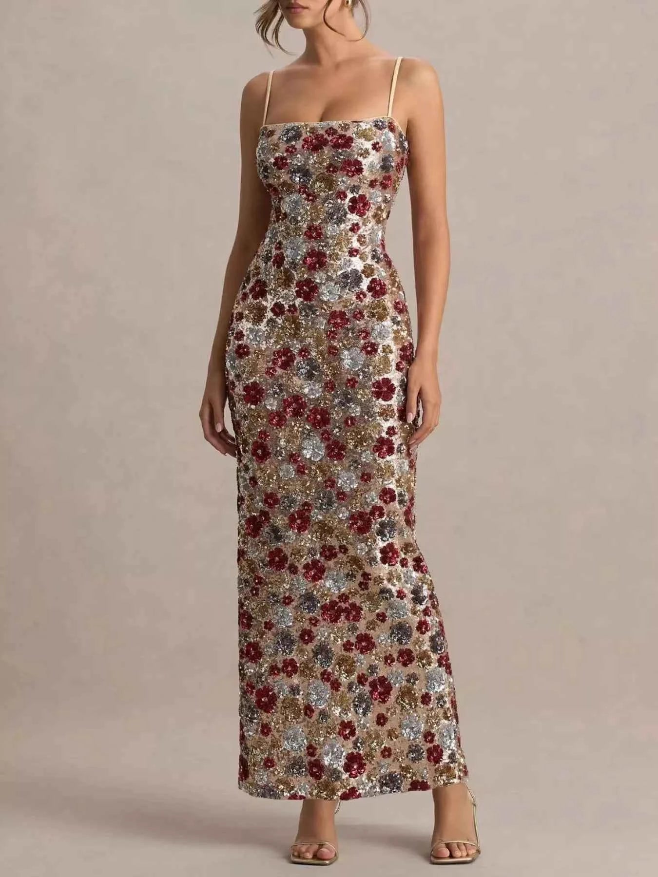 Stunning Floral Sequin Maxi Dress Secondary image