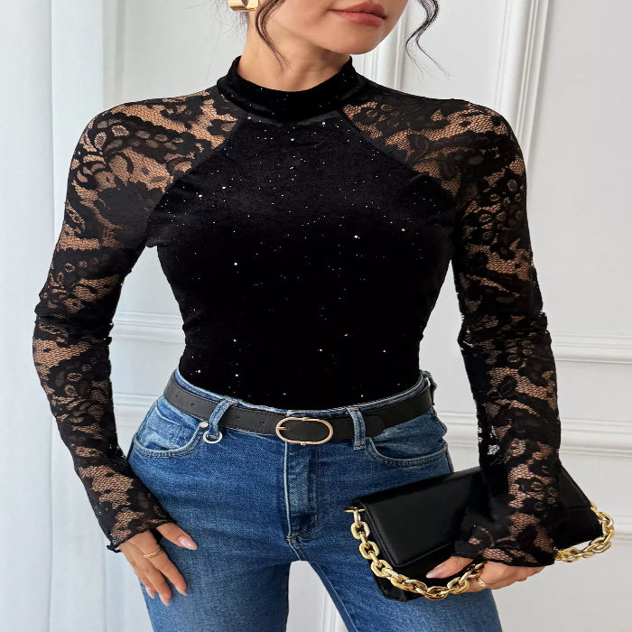 Lace mock neck bodysuit — primary view Main image