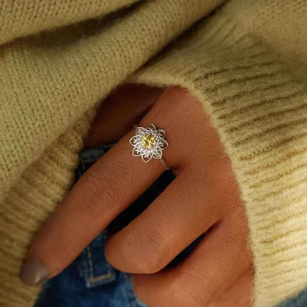 Zircon flower ring in 925 sterling silver — additional view 6