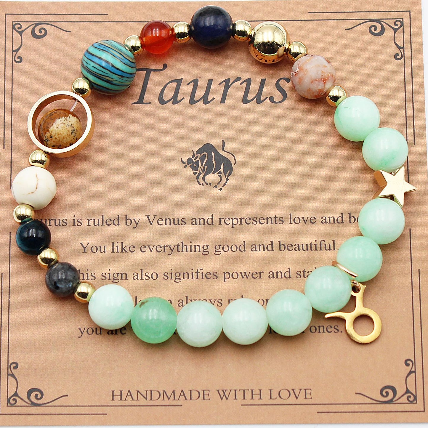 Eight Planets 12 Constellation Bracelet Morgan Stone Beaded Bracelet in various zodiac colors and styles