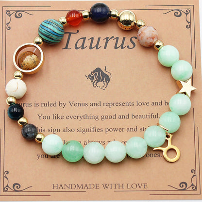 Eight Planets 12 Constellation Bracelet Morgan Stone Beaded Bracelet in various zodiac colors and styles