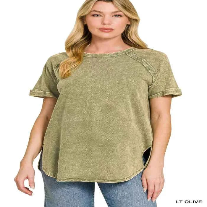 French terry curved hem top — primary view Main image