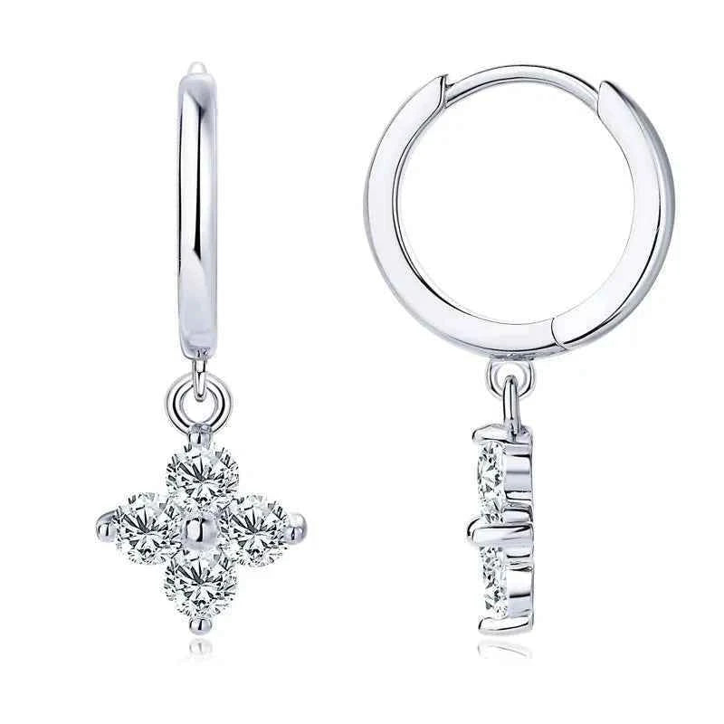 Moissanite hoop drop earrings 0.8 carat in 925 silver — additional view 4