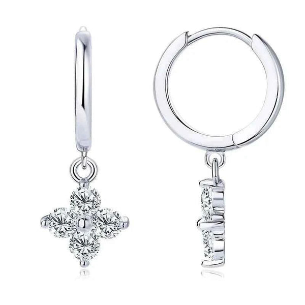 Moissanite hoop drop earrings 0.8 carat in 925 silver — additional view 4
