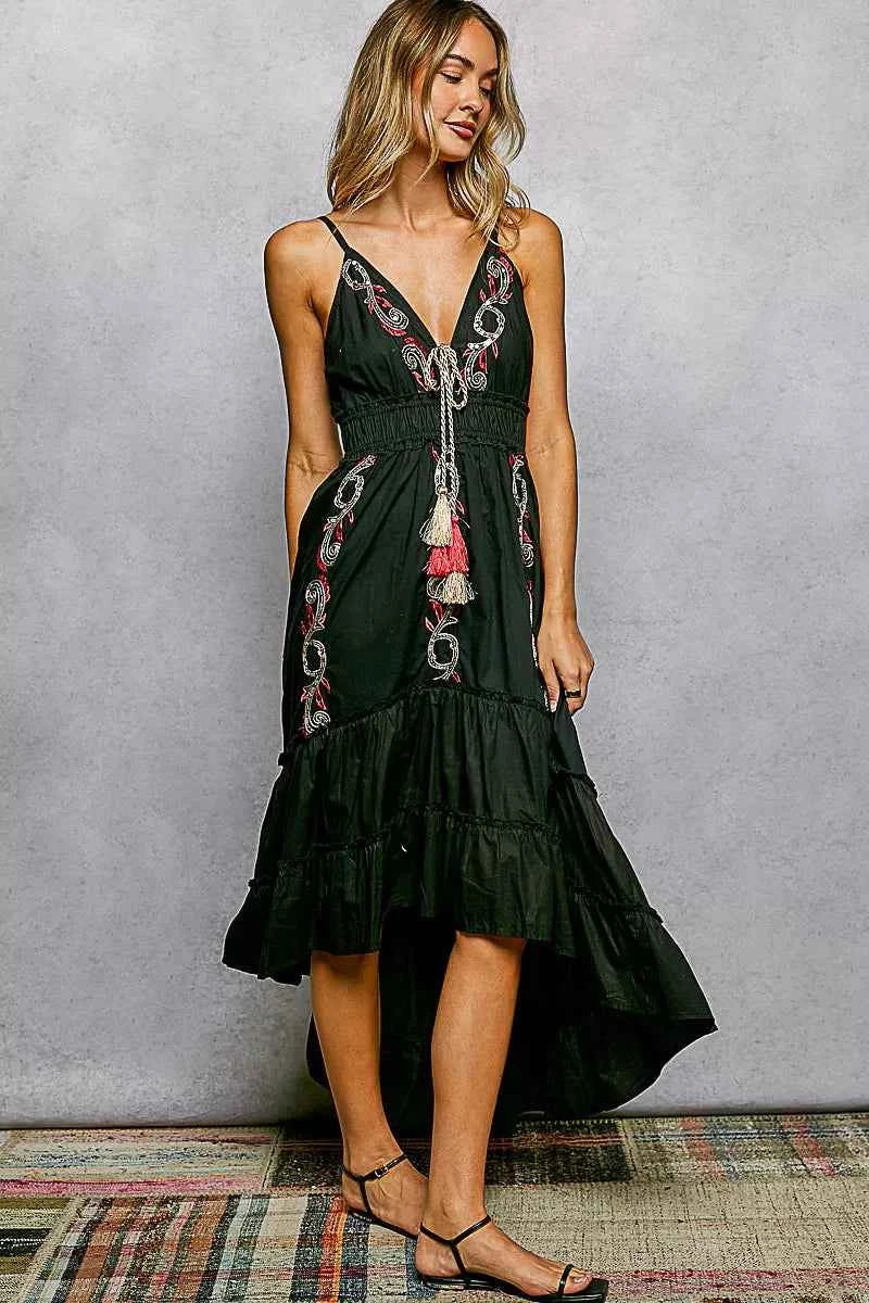 Embroidered Midi Cami Dress Secondary image