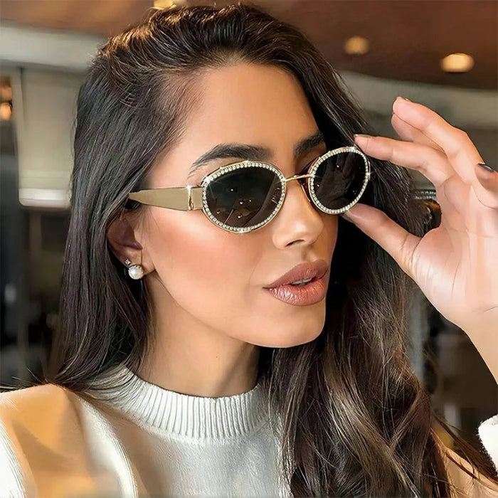 Rhinestone oval sunglasses — primary view Main image