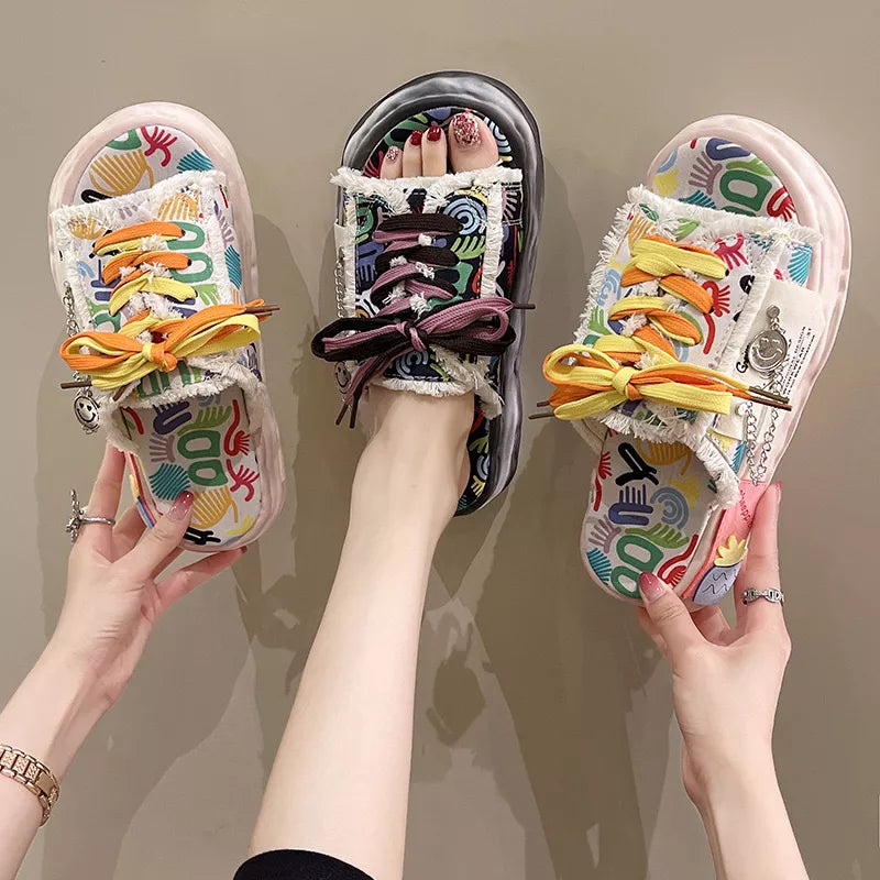 Open toe lace up sandals — primary view Main image