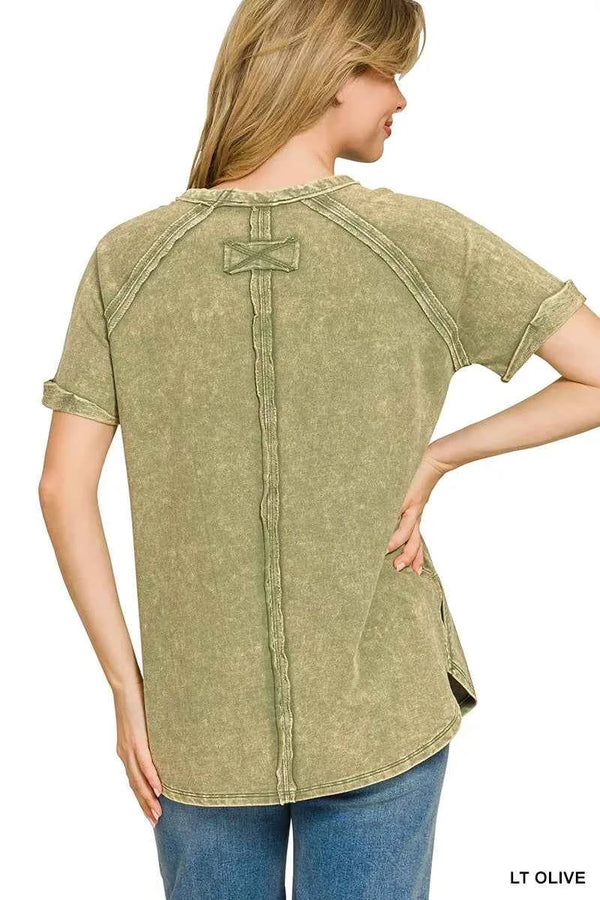French terry curved hem top — additional view 2