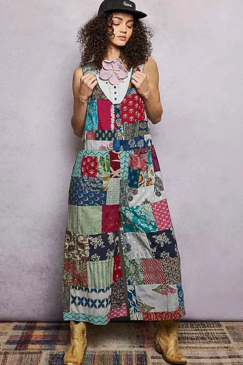 Sleeveless Patchwork Wide Leg Jumpsuit Secondary image