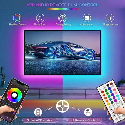 Glow Smart RGB Music LED Strip Lights Splashis 10m led strip 16 million colors 24v-led-strip 30000 hour 30000-hour-led 3535-led 5m led strip accent-lighting adhesive-led-lights aesthetic-lights affordable-smart-lights ambient-lighting