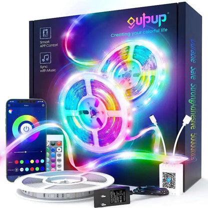 Glow Strip 50ft RGB LED Lights Splashis 16 million color led lights 16 million colors 5 star led 50000 hour led 50ft led lights accent wall lights adhesive led strip aesthetic lighting aesthetic room lights affordable led alexa compatible