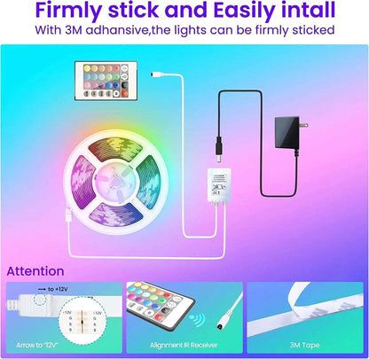 Glow Strip 50ft RGB LED Lights Splashis 16 million color led lights 16 million colors 5 star led 50000 hour led 50ft led lights accent wall lights adhesive led strip aesthetic lighting aesthetic room lights affordable led alexa compatible
