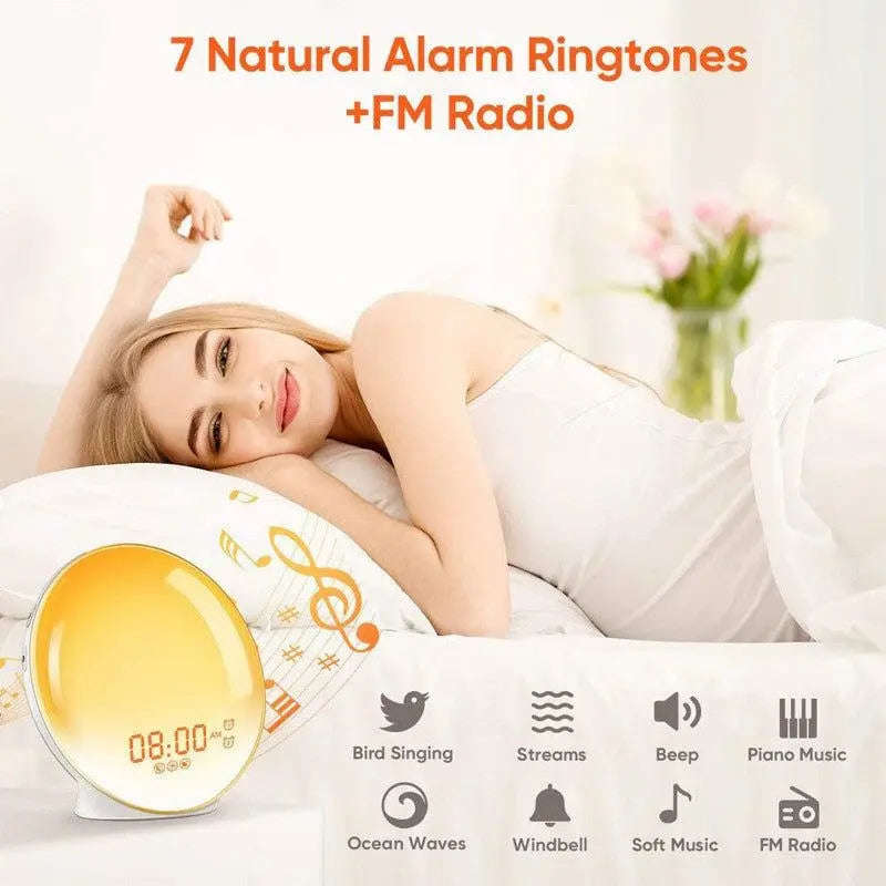Glow Sunrise Alarm Clock Lamp Splashis 7 color light adjustable brightness aesthetic alarm aesthetic light aesthetic lighting alarm clock lamp ambient light ambient lighting apartment essentials aroma therapy compatible bath light bedroom