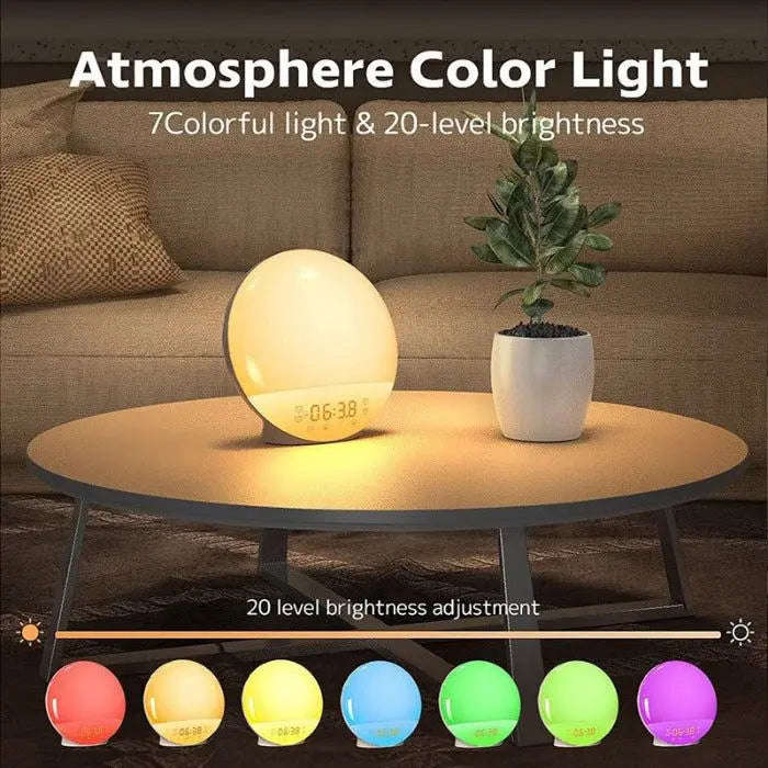 Glow Sunrise Alarm Clock Lamp Splashis 7 color light adjustable brightness aesthetic alarm aesthetic light aesthetic lighting alarm clock lamp ambient light ambient lighting apartment essentials aroma therapy compatible bath light bedroom