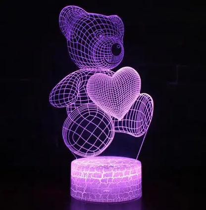 Glow Bear 3D Teddy RGB Night Lamp-Home Appliance Parts-Splashis-Splashis