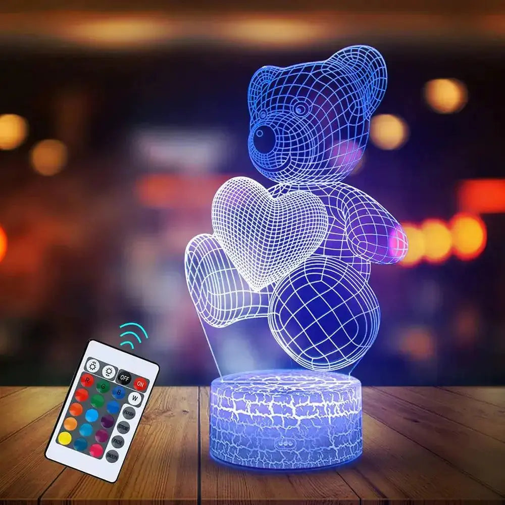 Glow Bear 3D Teddy RGB Night Lamp-Home Appliance Parts-Splashis-Splashis
