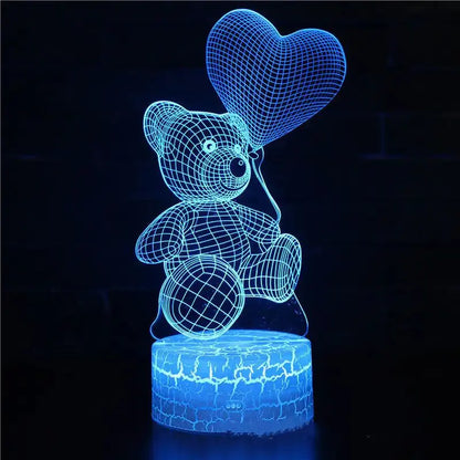 Glow Bear 3D Teddy RGB Night Lamp-Home Appliance Parts-Splashis-Splashis