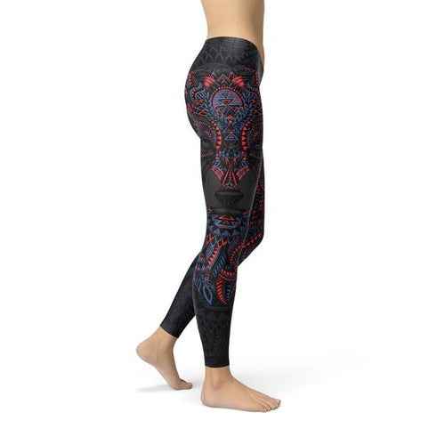 Women Oriental Black Wolf Leggings Secondary image
