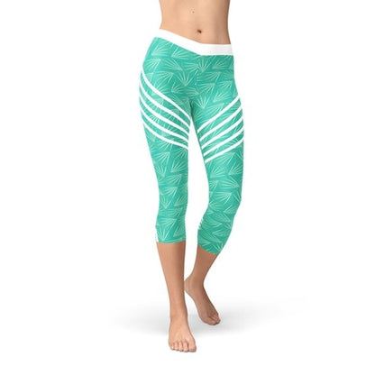 Turquoise Sports Capri Leggings - Splashis
