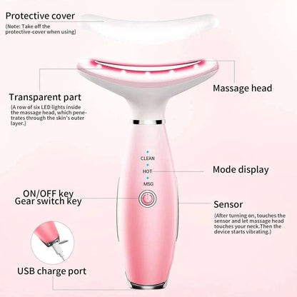 Intelligent Face & Neck Massager Splashis face and neck massager heated facial massager anti aging face massager vibration facial beauty device neck wrinkle remover device facial skin tightening massager portable beauty device gift-box